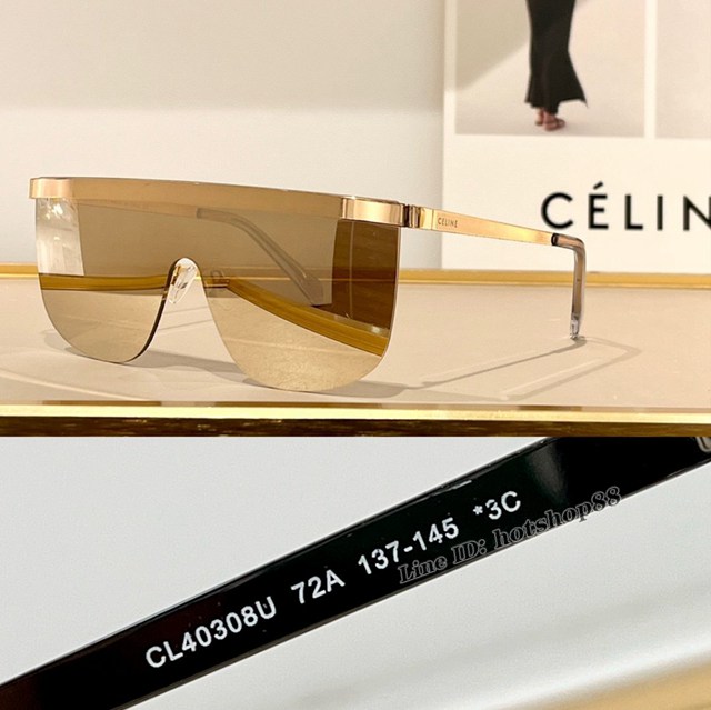 Celine專櫃2023新品賽琳亞洲版秀場連體超酷墨鏡連體弧面鏡框太陽鏡 CL40308 mmyj1174